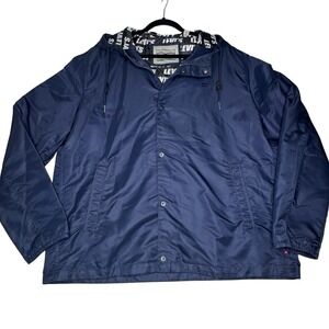 Levi's Men's XXL Hooded Jacket Navy Blue Nylon Windbreaker Logo Lining 2XL